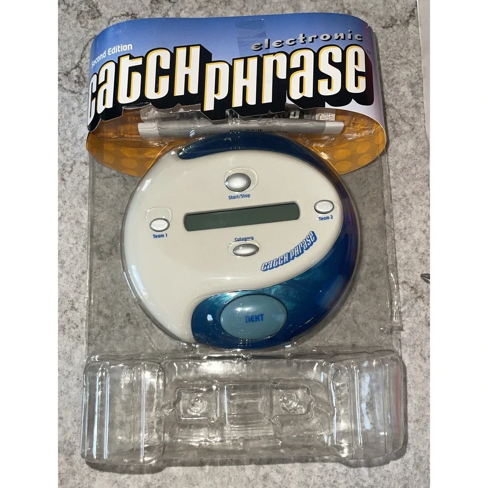 Catchphrase Hasbro Blue White Handheld Electronic Team 2004 Game Trivia Tested